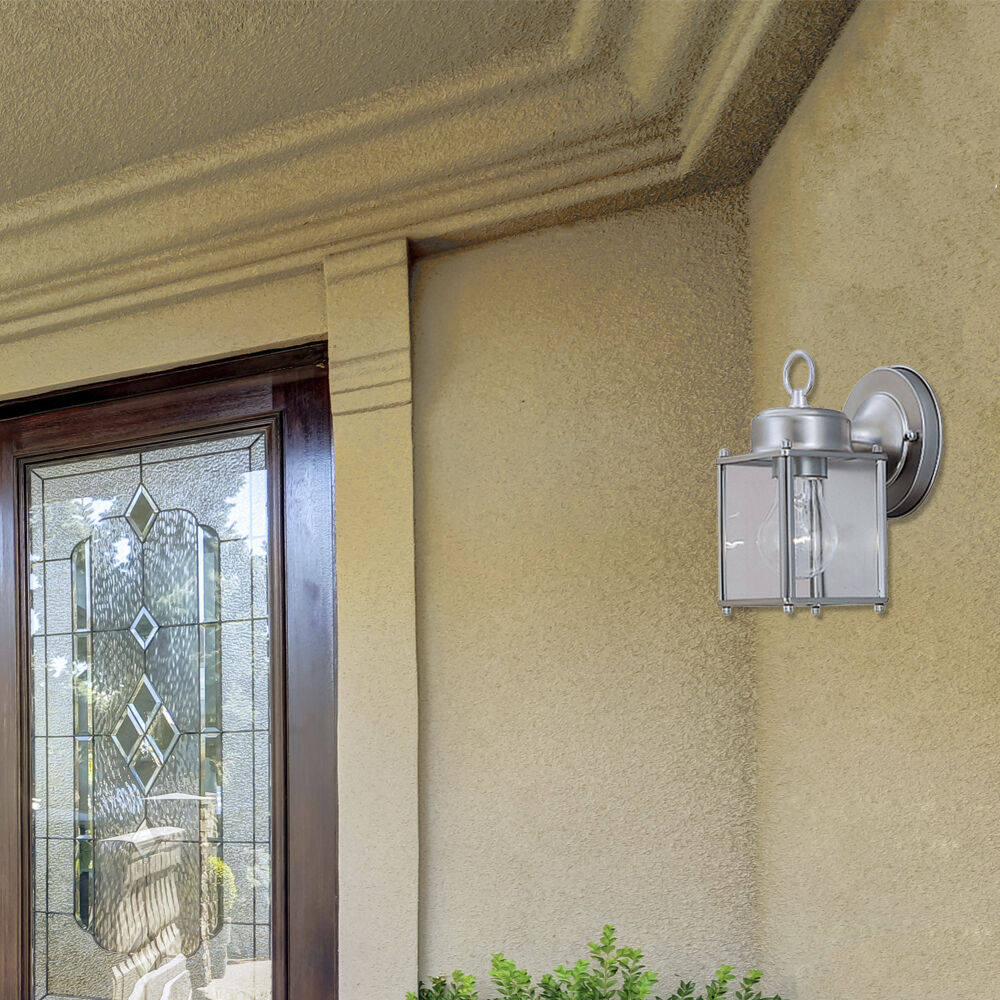Basic Porch 1 Light 8 inch Pewter Outdoor Wall Lantern